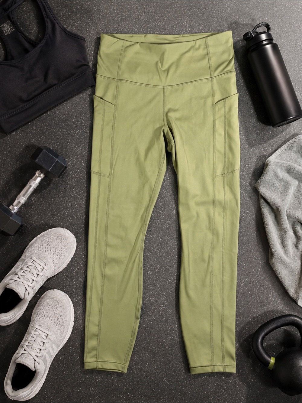 Athleta Ultimate Stash II 7/8 Tight Leggings Women's Olive Green Size M